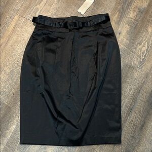 NEW Spiegel Womens Skirt Size 12 Black Satin Classic Career Pencil‎ Skirt Belt